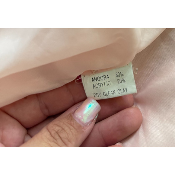 Vintage Angora Blend Pink Cable Knit Cardigan w/Gold Buttons Size M/L Coquette - Picture 9 of 11